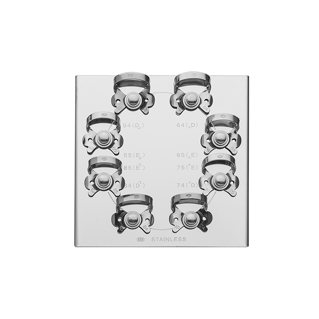 Набор из 8 кламмеров для молочных зубов на подставке из нержавеющей стали | Dentech Corporation (Япония)